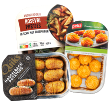 Roseval partjes, Hasselback potatoes of pommes duchesse